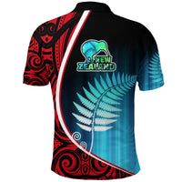 Aotearoa Rugby Black Maori Polo Shirt Kiwi and Silver Fern New Zealand - Polynesian Pride