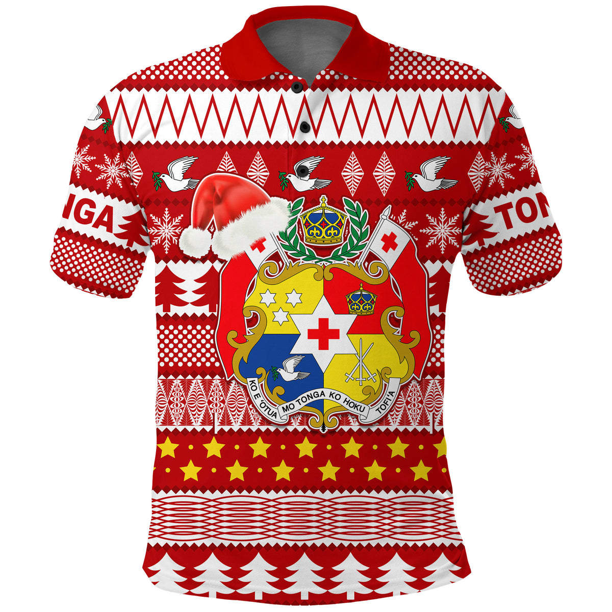 Custom Tonga Kilisimasi Fiefia Polo Shirt Merry Christmas with Tongan Pattern LT13 - Polynesian Pride