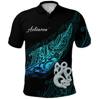 Aotearoa Polo Shirt Fern Mix Manaia Matau LT13 Unisex Blue - Polynesian Pride