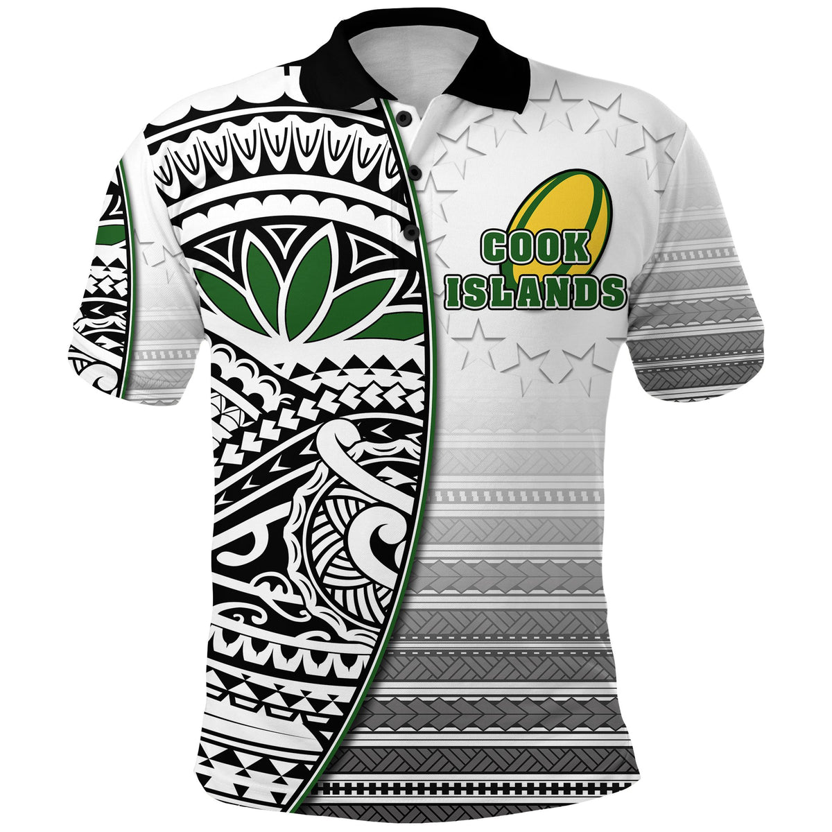 Custom Cook Islands Rugby Polo Shirt Impressive Version Black Custom Text and Number - Polynesian Pride