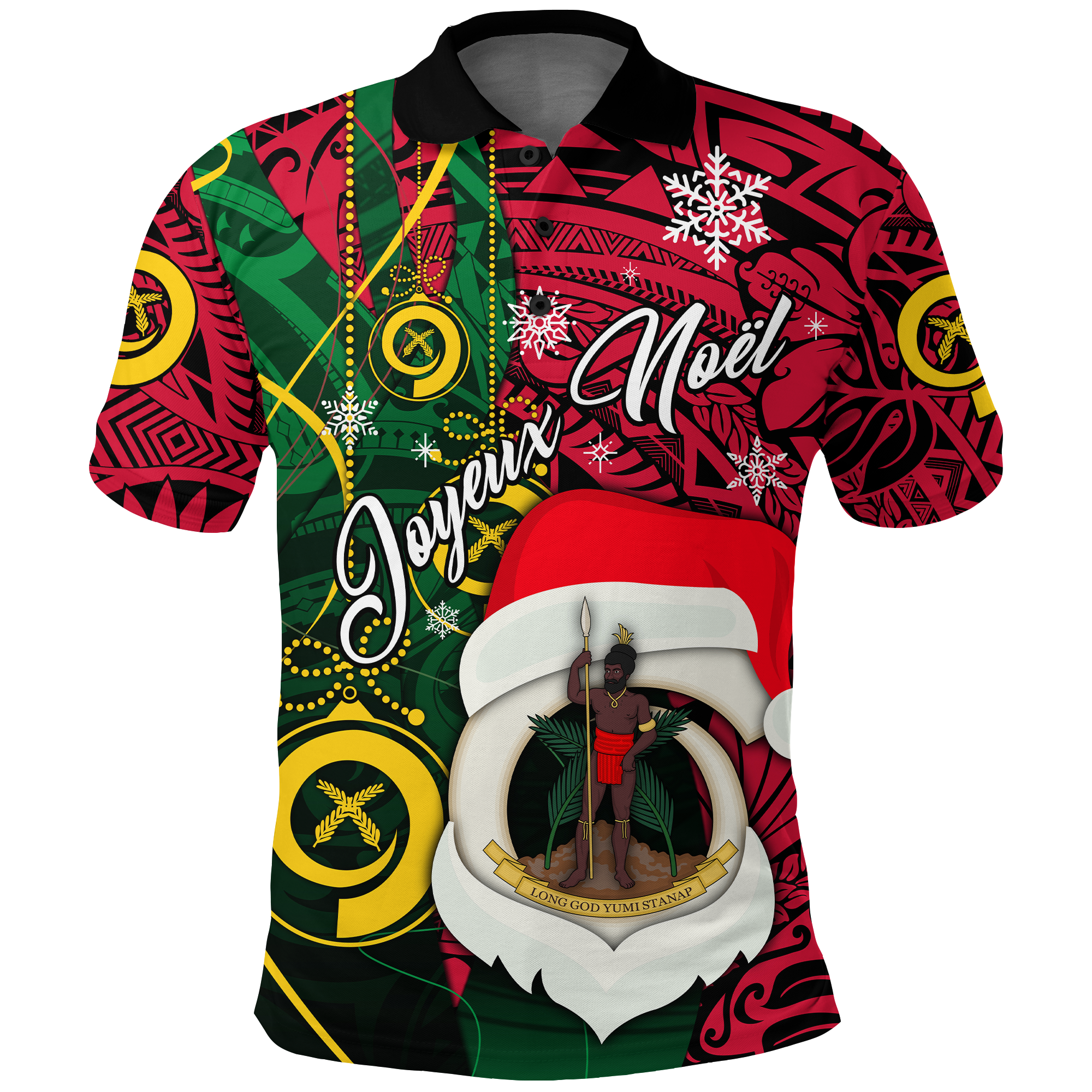 Vanuatu Christmas Joyeux Nol Santas God Yumi Polo Shirt LT2 PURPLE - Polynesian Pride
