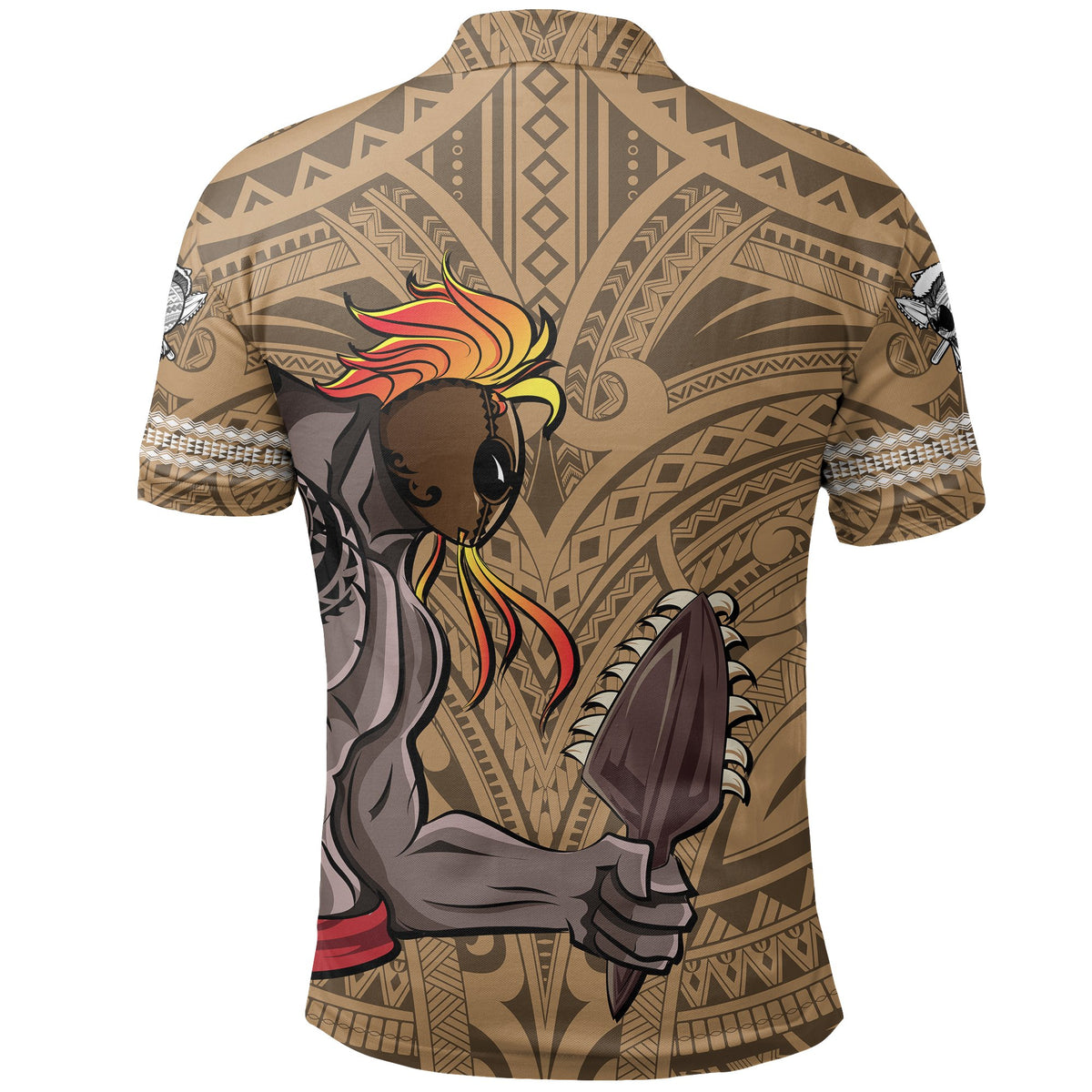 Hawaiian Islands Warrior Kakau Gold Polynesian Polo Shirt - Polynesian Pride