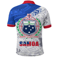 Custom Samoa Rugby Polo Shirt Spirit Manu Samoa White - Polynesian Pride
