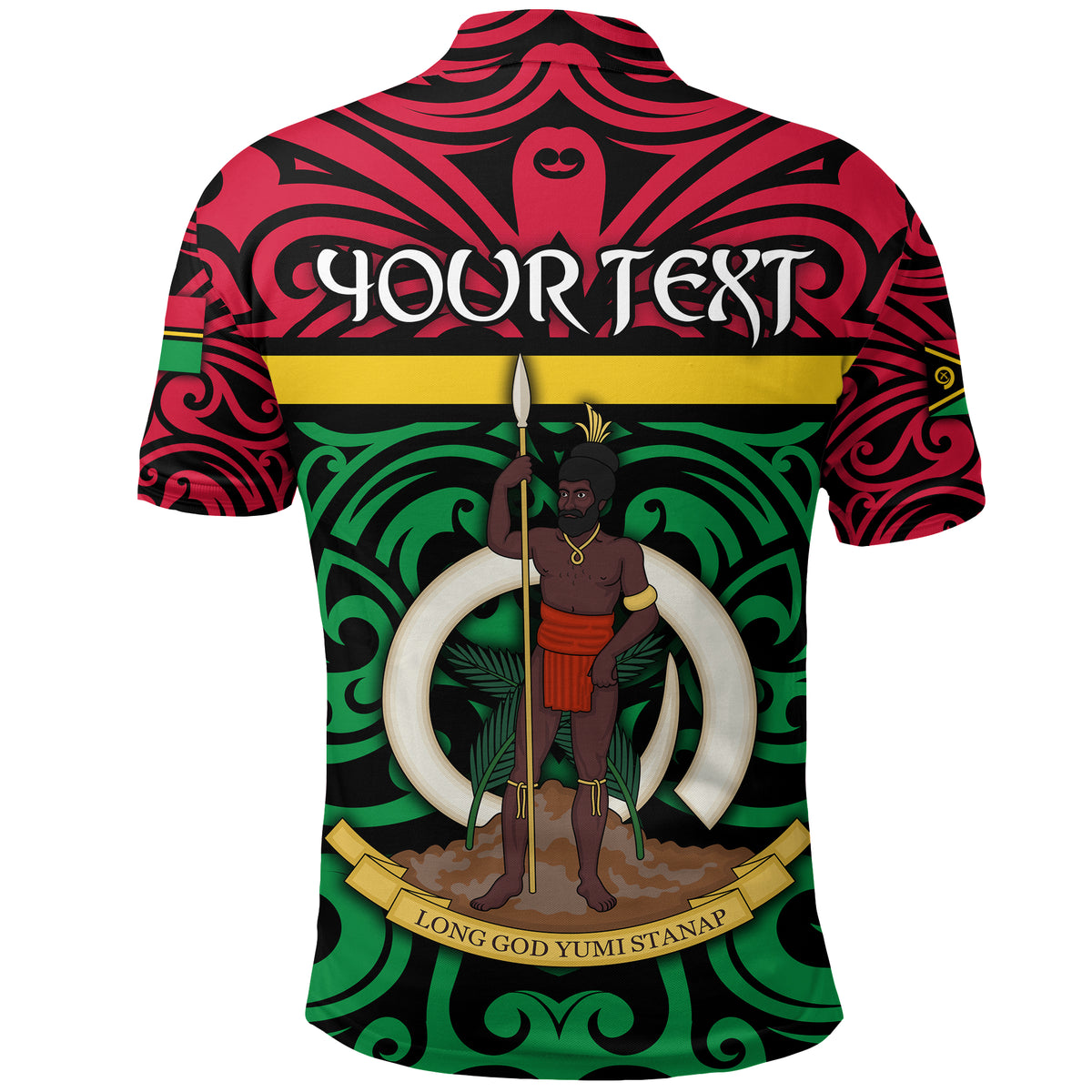 Custom Vanuatu Polo Shirt Melanesian Warrior Version 2 LT4 - Polynesian Pride