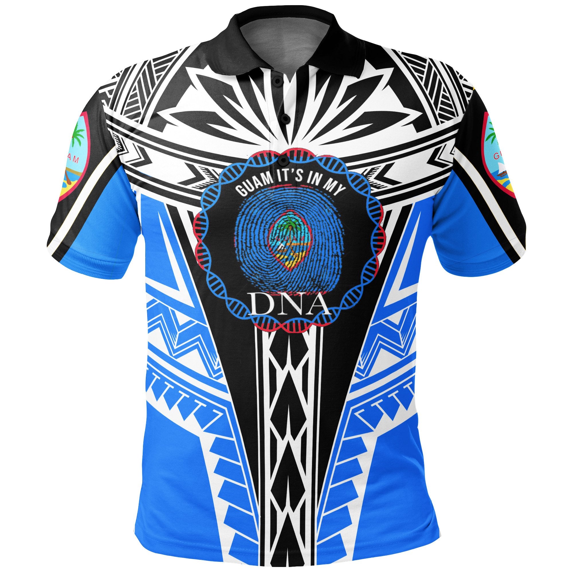 Guam Polo Shirt Its In My DNA White Blue Color Unisex Blue - Polynesian Pride