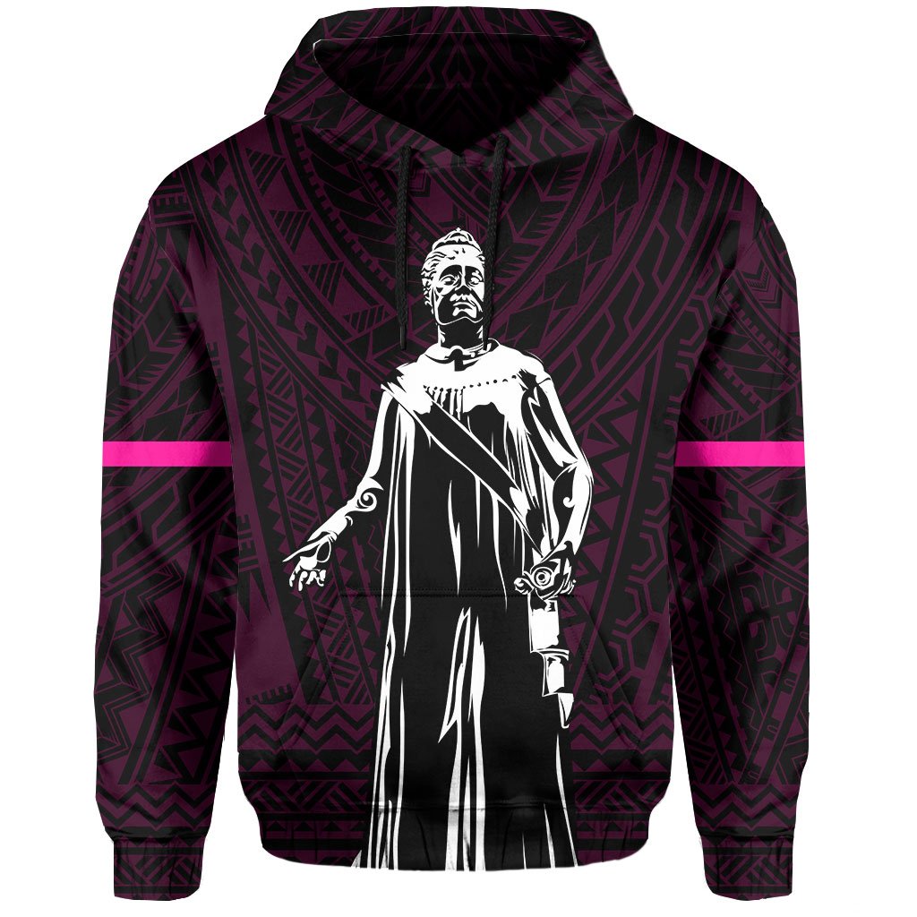 Polynesian Queen Liliuokalani Flag of Hawaii Hoodie Pink - Polynesian Pride