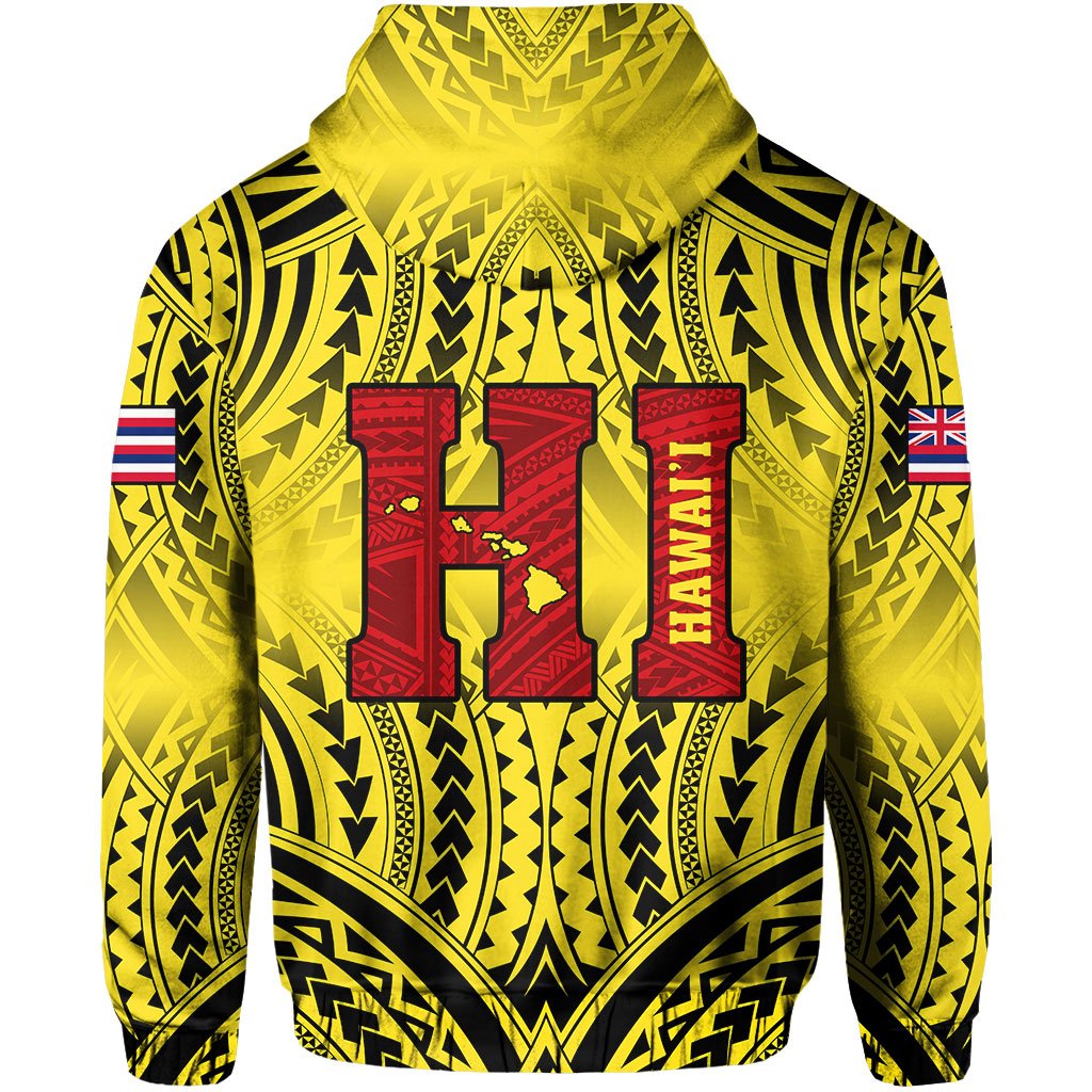 Polynesian Queen Liliuokalani Flag of Hawaii Zip Hoodie Yellow Background - Polynesian Pride