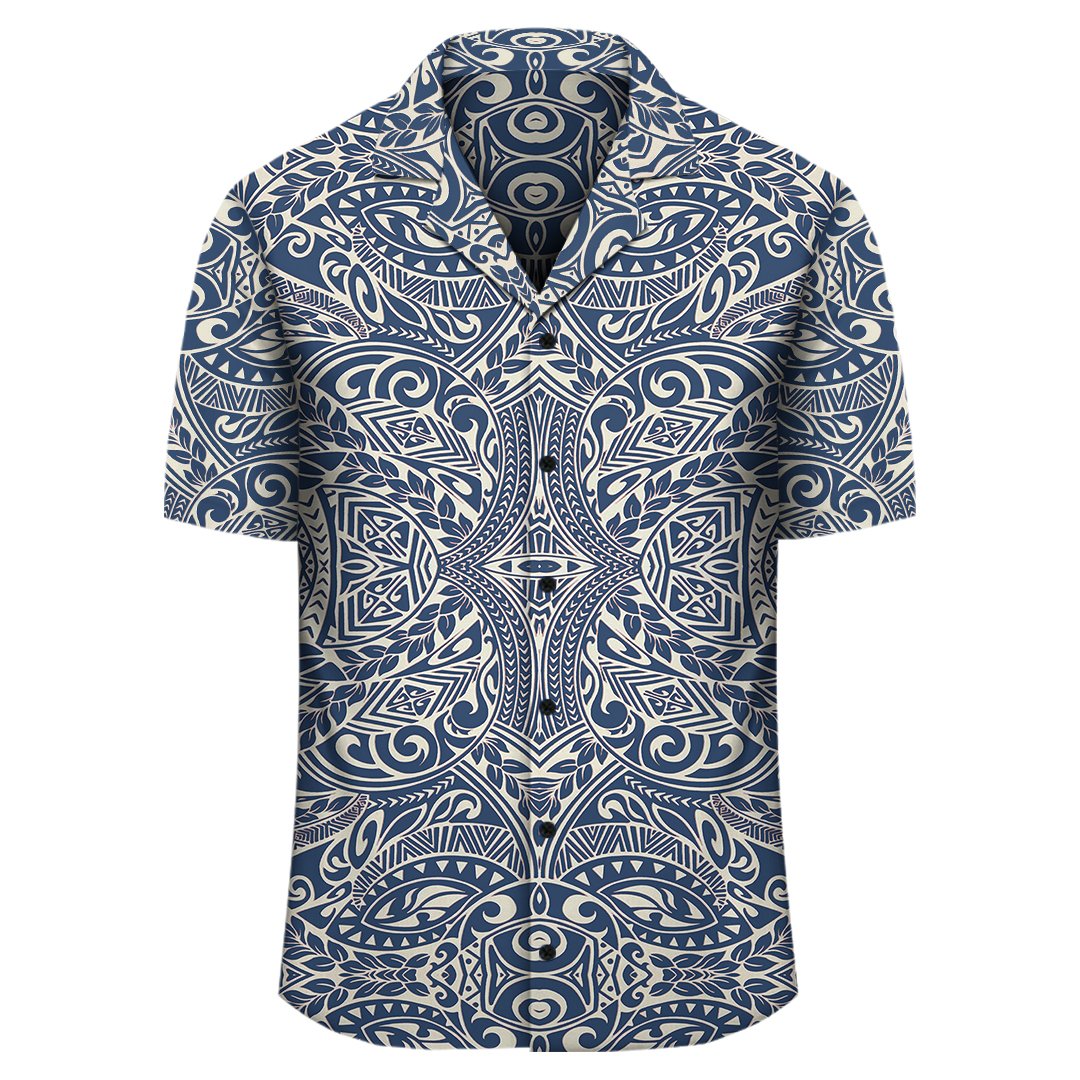 Polynesian Culture Blue White Hawaiian Shirt - Polynesian Pride