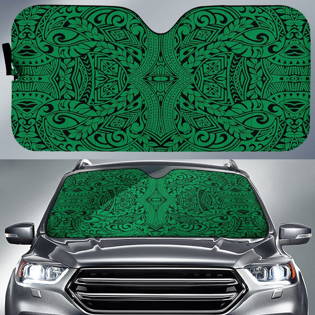 Polynesian Culture Car Sun Shade Auto Sun Shade Universal Fit Green - Polynesian Pride