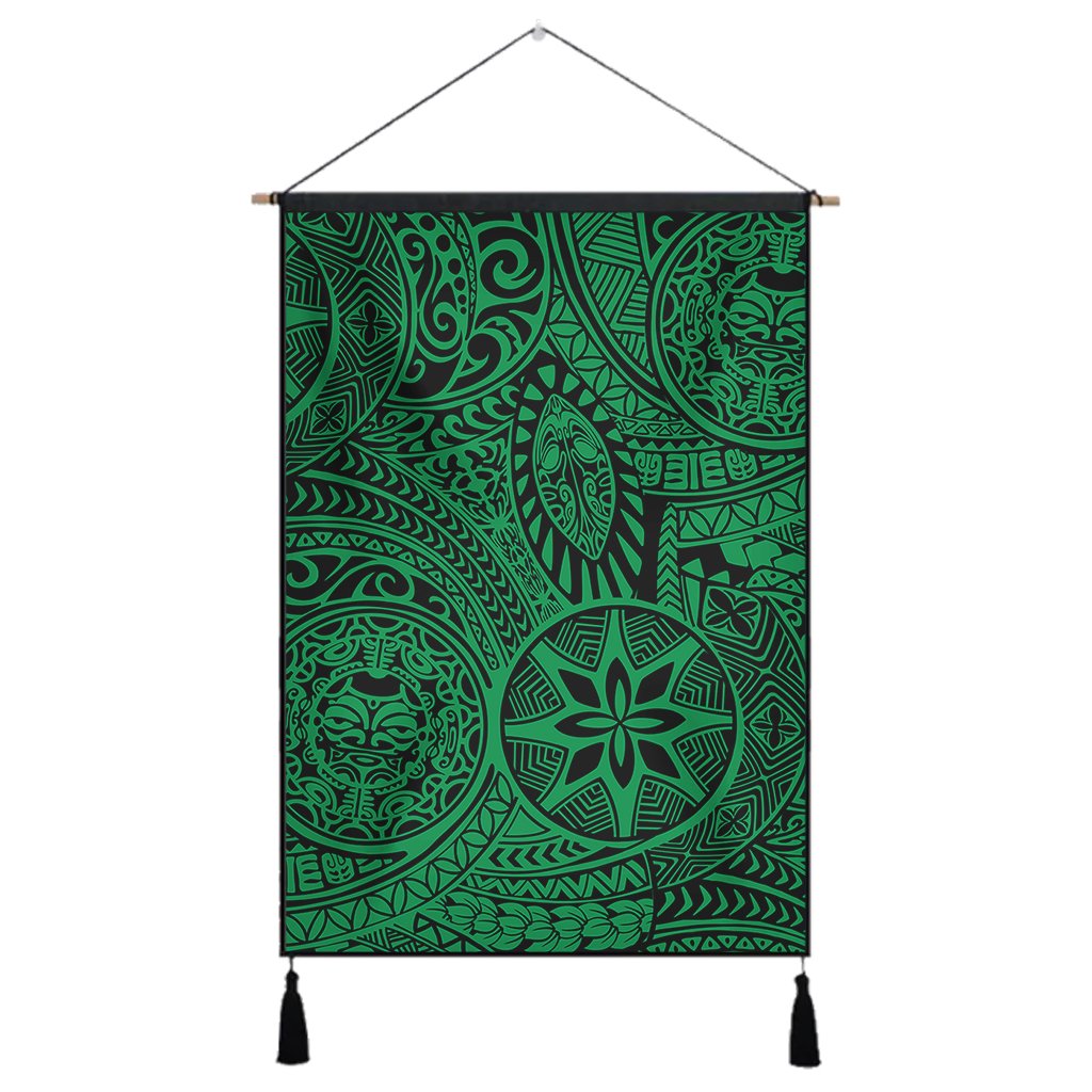 Polynesian Hawaiian Style Tribal Tattoo Green Hanging Poster - AH Hanging Poster 43 x 65 cm Cotton And Linen - Polynesian Pride