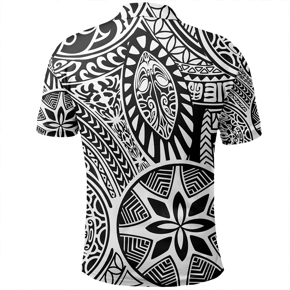 Unisex Polynesian Hawaiian Style Tribal Tattoo White Polo Shirt - Polynesian Pride