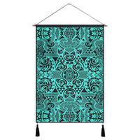 Polynesian Kakau Turtle Turquoise Hanging Poster - AH Hanging Poster 43 x 65 cm Cotton And Linen - Polynesian Pride
