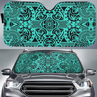 Polynesian Kakau Turtle Car Sun Shade Auto Sun Shade Universal Fit Turquoise - Polynesian Pride
