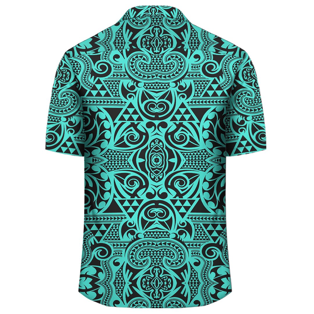 Polynesian Kakau Turtle Turquoise Hawaiian Shirt - Polynesian Pride