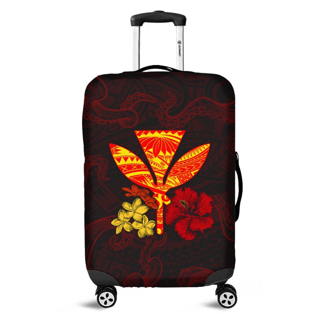 Polynesian Kanaka Maoli Flower Luggage Covers AH Black - Polynesian Pride