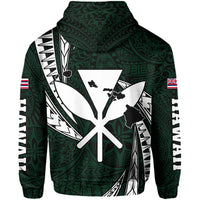 Polynesian King Hawaiian Style Tribal Tattoo Green Hoodie (Zip up) Mega Style - Polynesian Pride