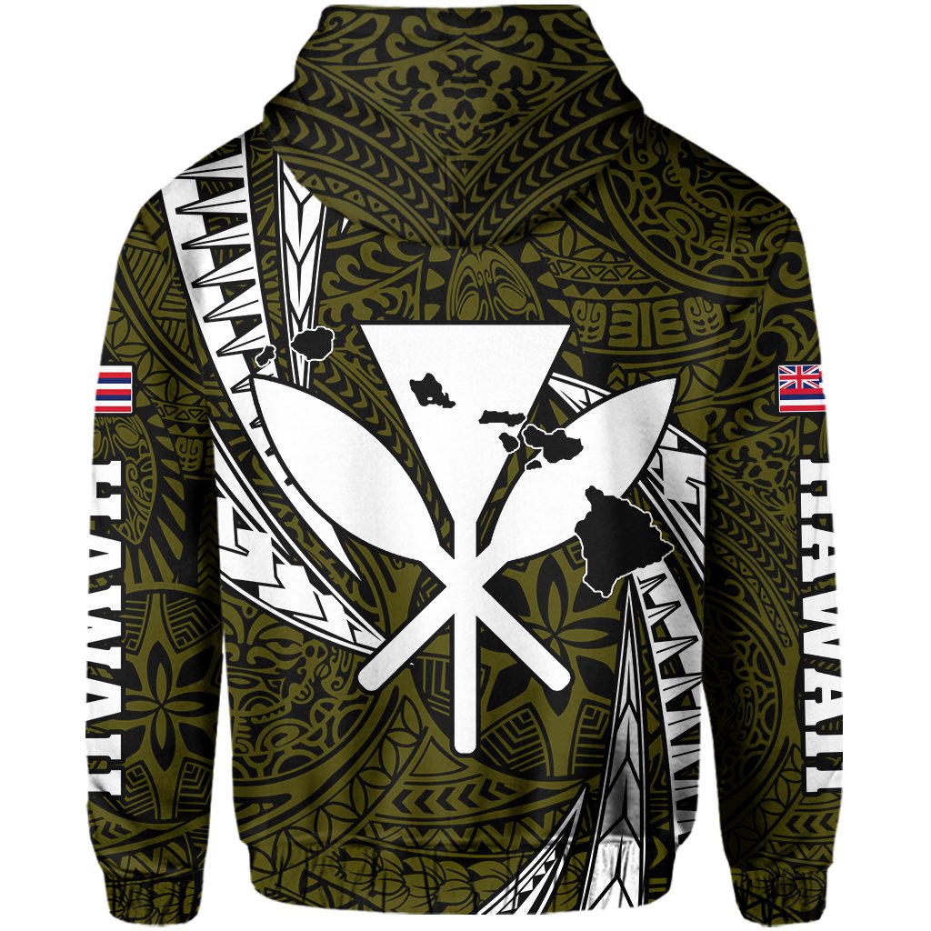 Polynesian King Hawaiian Style Tribal Tattoo Yellow Hoodie (Zip up) Mega Style - Polynesian Pride