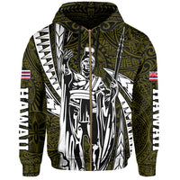 Polynesian King Hawaiian Style Tribal Tattoo Yellow Hoodie (Zip up) Mega Style - Polynesian Pride
