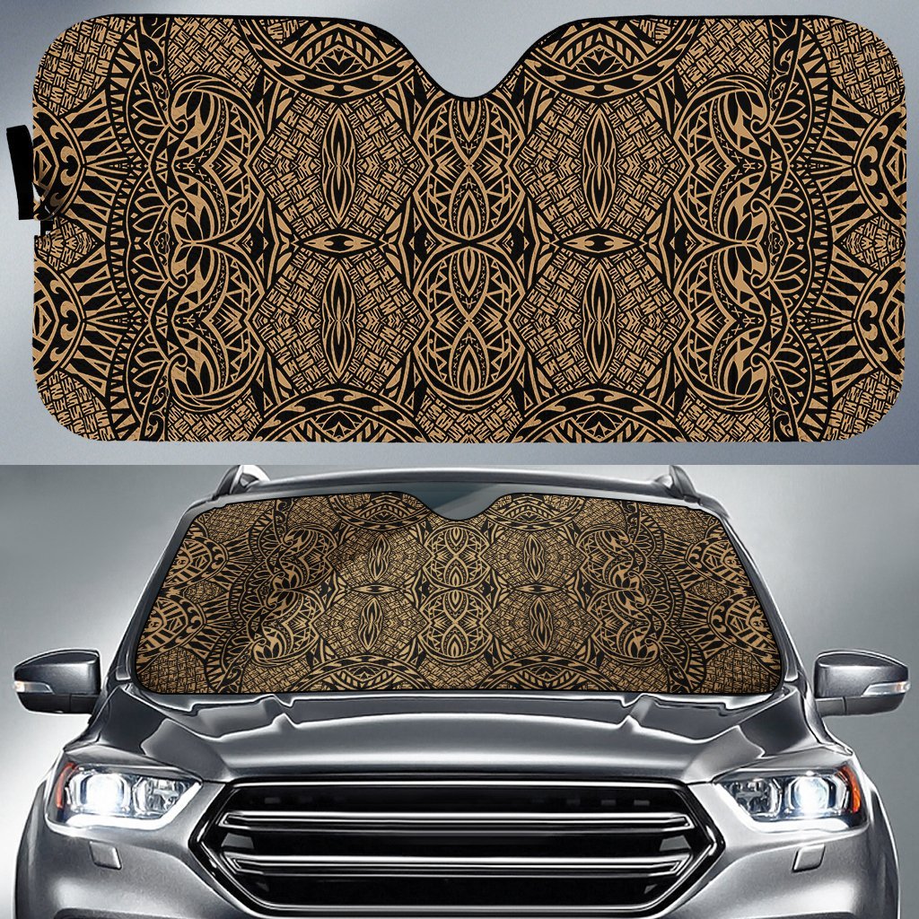 Polynesian Lauhala Mix Car Sun Shade Auto Sun Shade Universal Fit Gold - Polynesian Pride
