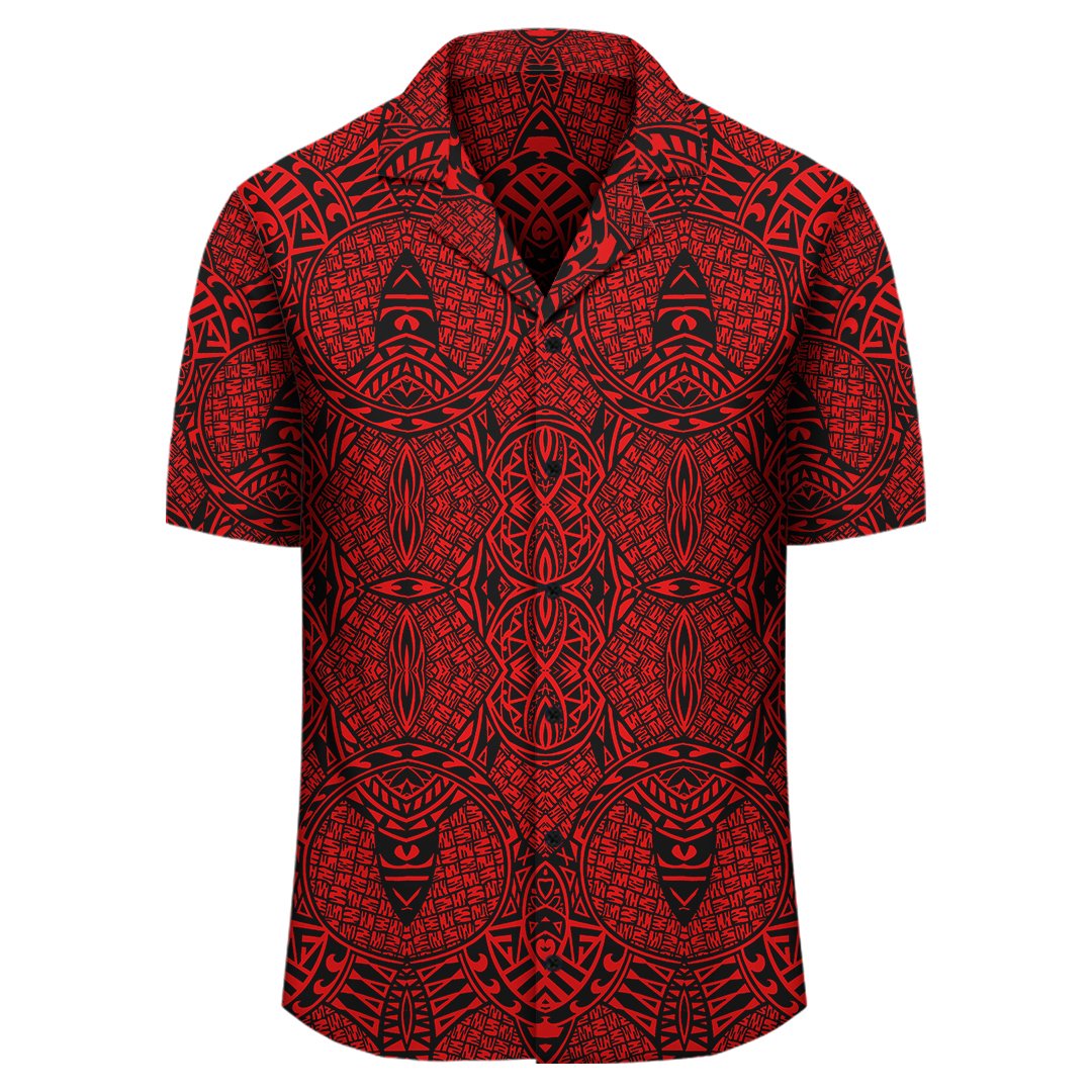 Polynesian Lauhala Mix Red Hawaiian Shirt - Polynesian Pride