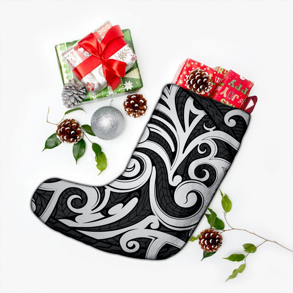 Polynesian Maori Ethnic Ornament Gray Christmas Stocking - Polynesian Pride