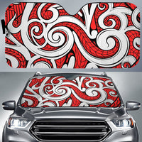 Polynesian Maori Ethnic Ornament Car Sun Shade Auto Sun Shade Universal Fit Red - Polynesian Pride