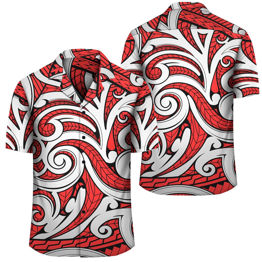 Polynesian Maori Ethnic Ornament Red Hawaiian Shirt Unisex Black - Polynesian Pride