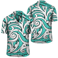 Polynesian Maori Ethnic Ornament Turquoise Hawaiian Shirt Unisex Black - Polynesian Pride