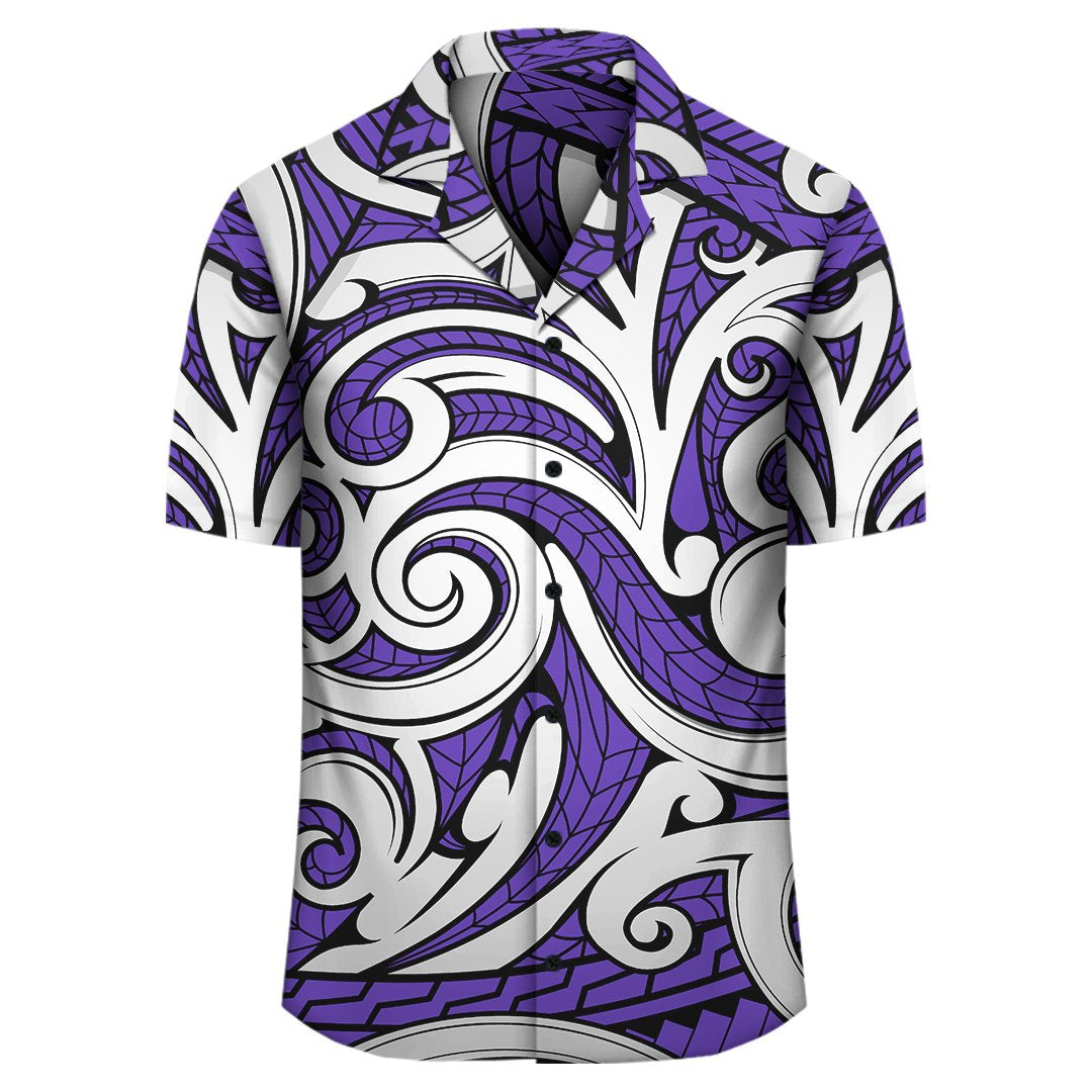 Polynesian Maori Ethnic Ornament Violet Hawaiian Shirt - Polynesian Pride