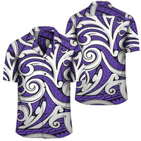 Polynesian Maori Ethnic Ornament Violet Hawaiian Shirt Unisex Black - Polynesian Pride