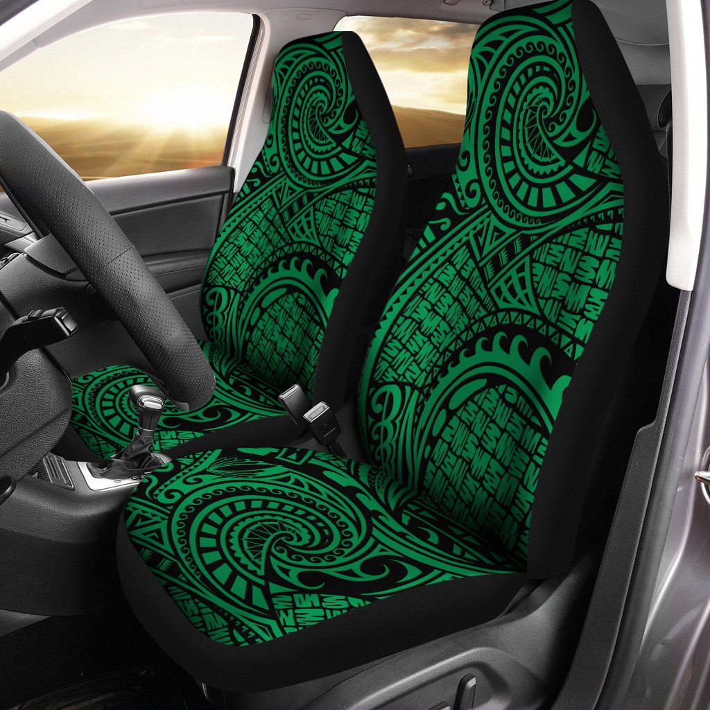 Polynesian Maori Lauhala Green Car Seat Cover - Polynesian Pride