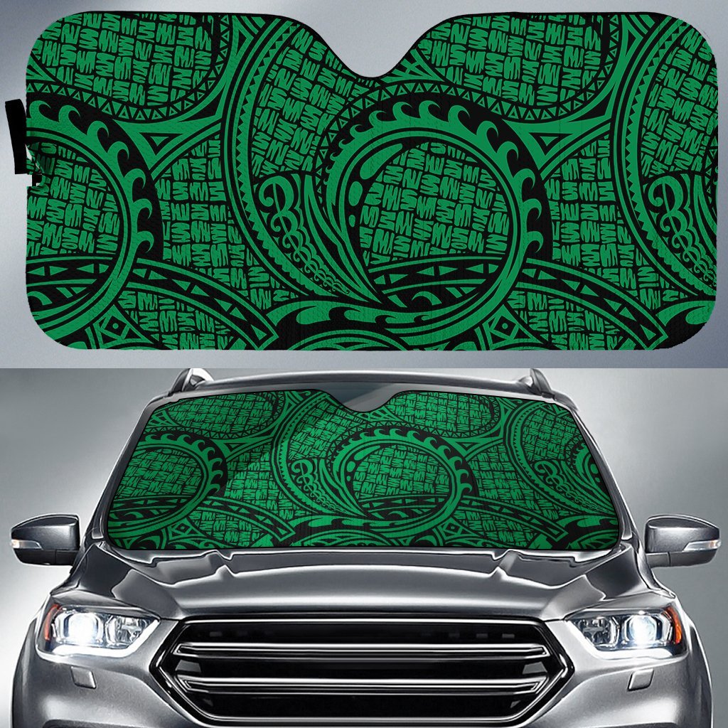 Polynesian Maori Lauhala Car Sun Shade Auto Sun Shade Universal Fit Green - Polynesian Pride