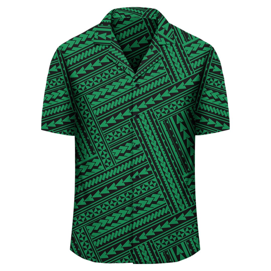Polynesian Nation Green Hawaiian Shirt - Polynesian Pride
