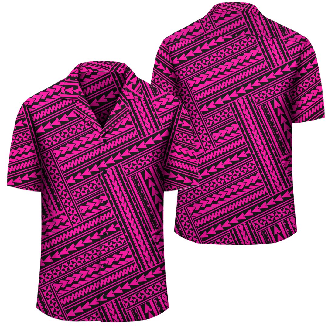Polynesian Nation Pink Hawaiian Shirt Unisex Black - Polynesian Pride