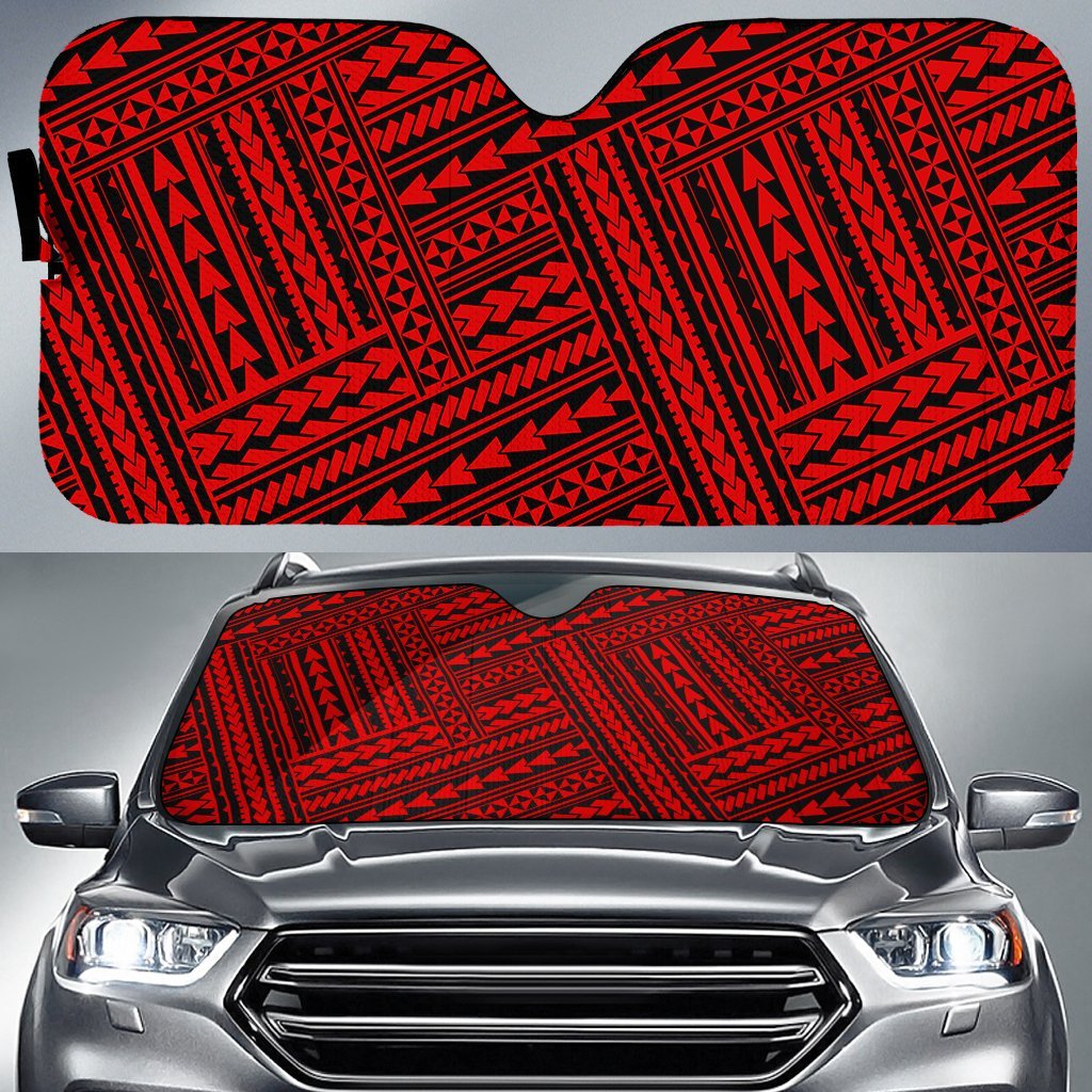 Polynesian Nation Car Sun Shade Auto Sun Shade Universal Fit Red - Polynesian Pride