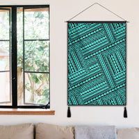 Polynesian Nation Turquoise Hanging Poster - AH Hanging Poster 50 x 75 cm Cotton And Linen - Polynesian Pride