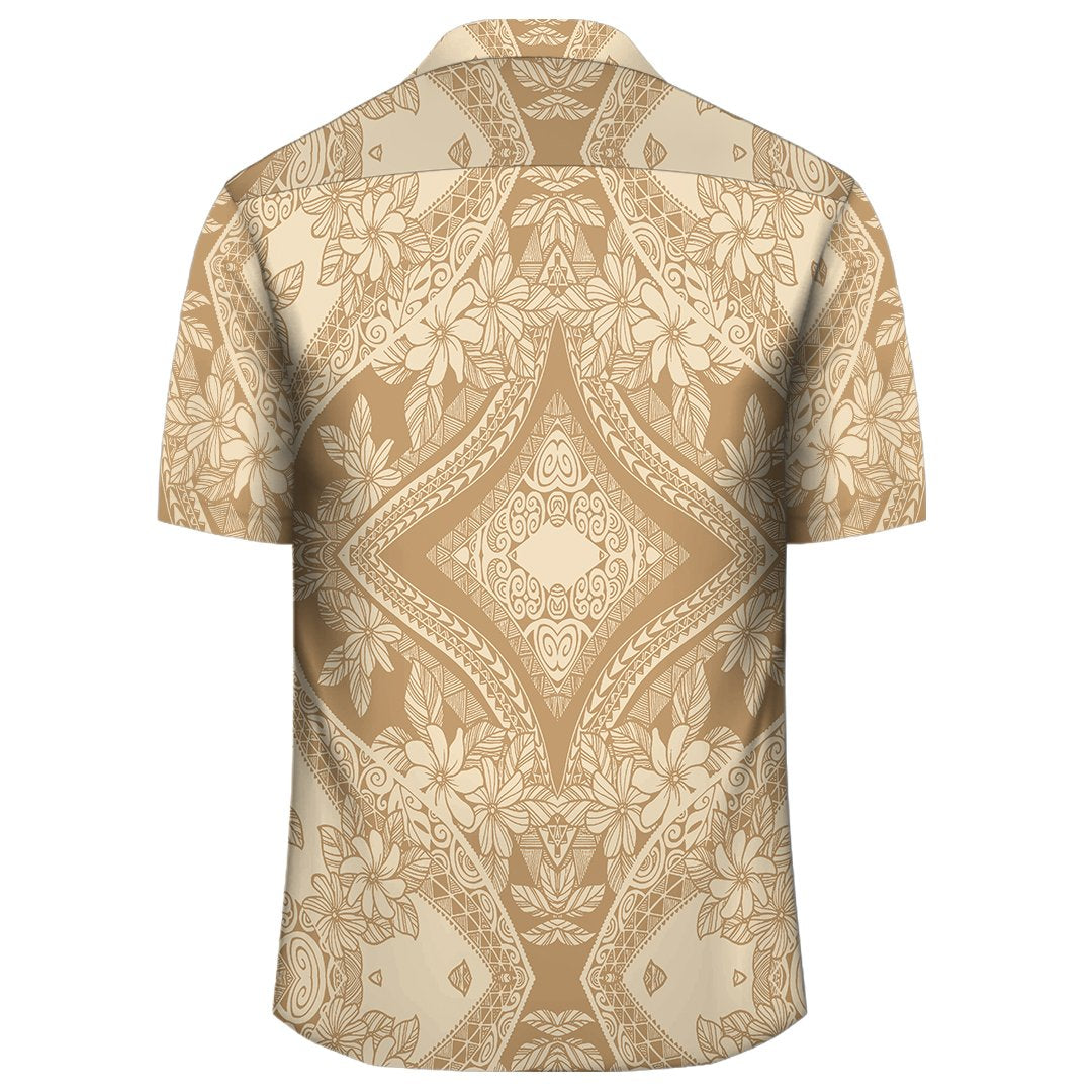 Polynesian Plumeria Mix Gold Hawaiian Shirt - Polynesian Pride