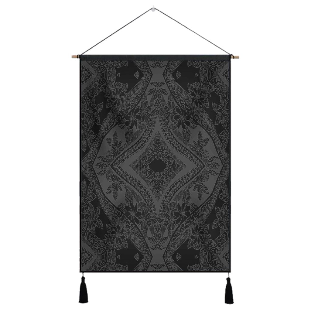 Polynesian Plumeria Mix Gray Black Hanging Poster - AH Hanging Poster 43 x 65 cm Cotton And Linen - Polynesian Pride