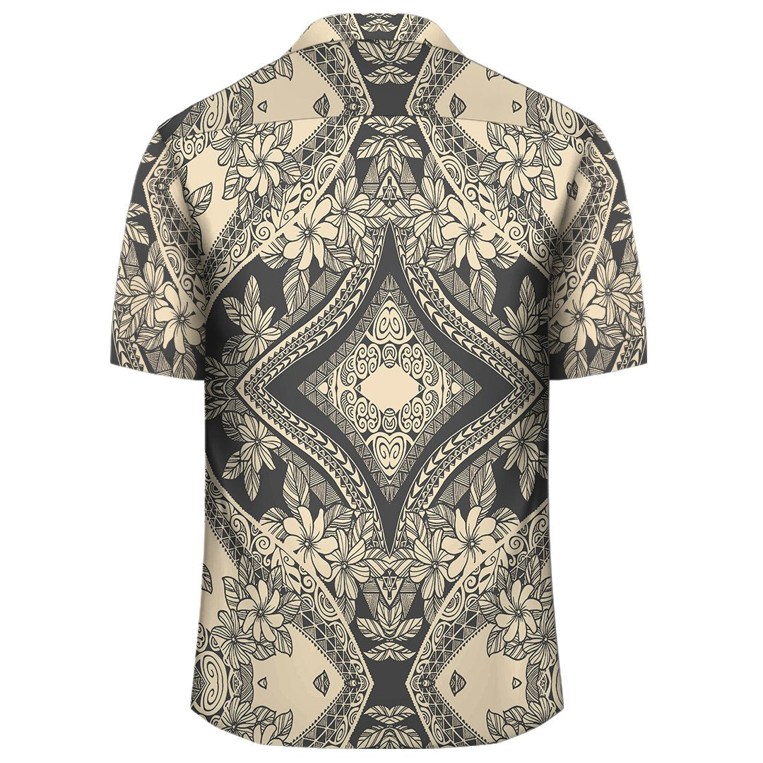 Polynesian Plumeria Mix Gray Hawaiian Shirt - Polynesian Pride
