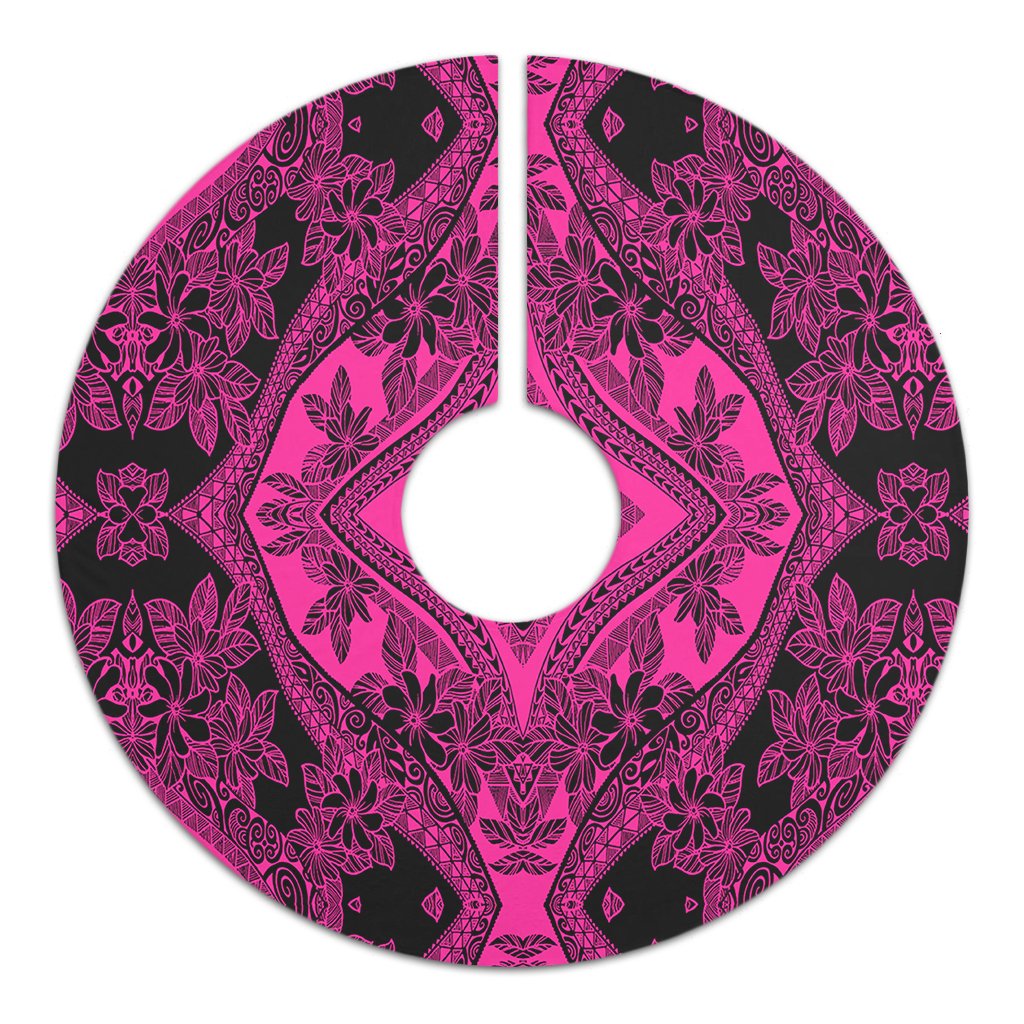 Polynesian Plumeria Mix Pink Black Tree Skirt - Polynesian Pride
