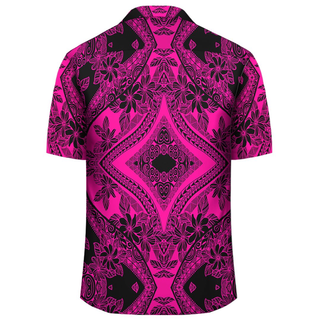 Polynesian Plumeria Mix Pink Black Hawaiian Shirt - Polynesian Pride