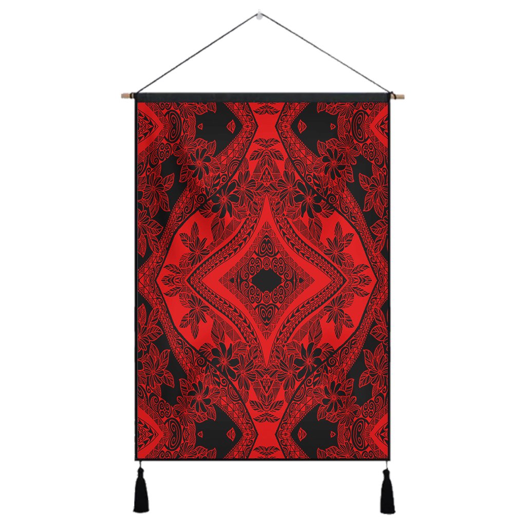 Polynesian Plumeria Mix Red Black Hanging Poster - AH Hanging Poster 43 x 65 cm Cotton And Linen - Polynesian Pride