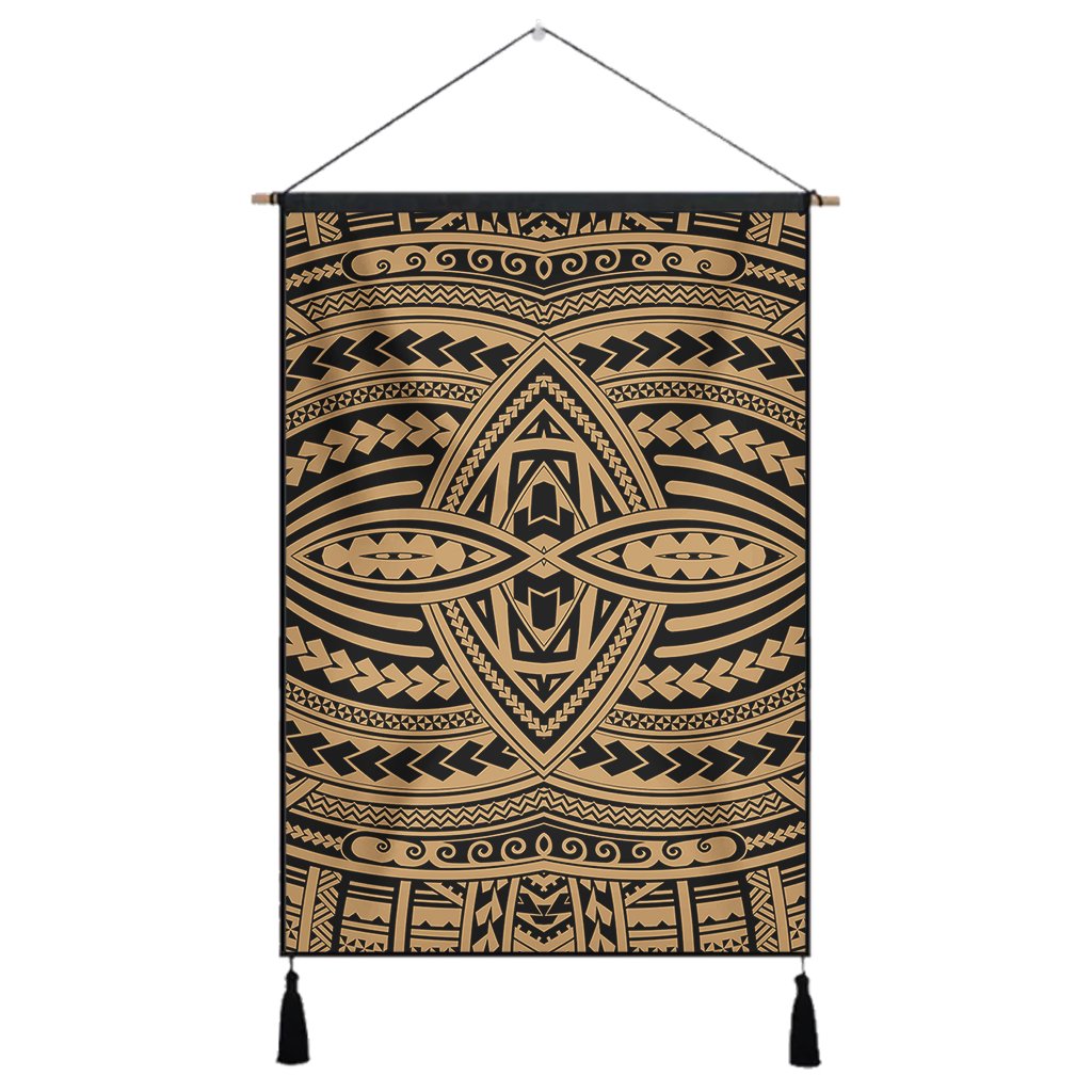 Polynesian Seamless Gold Hanging Poster - AH Hanging Poster 43 x 65 cm Cotton And Linen - Polynesian Pride