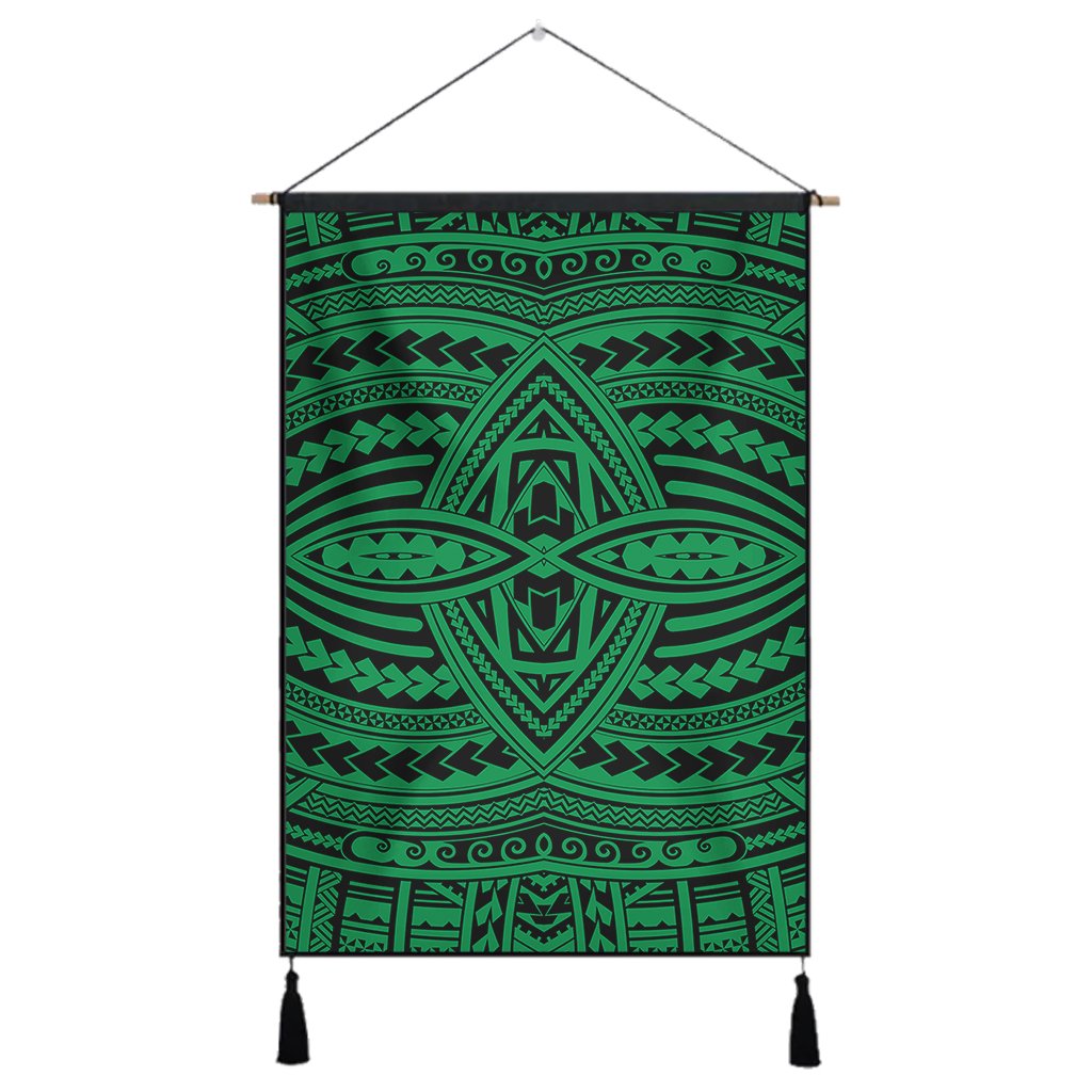 Polynesian Seamless Green Hanging Poster - AH Hanging Poster 43 x 65 cm Cotton And Linen - Polynesian Pride
