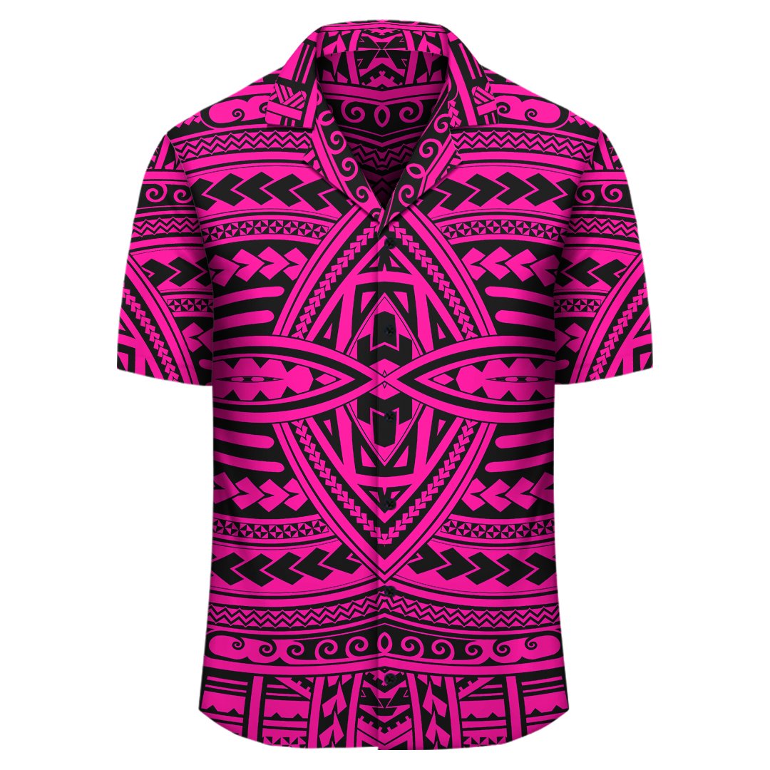 Polynesian Seamless Pink Hawaiian Shirt - Polynesian Pride