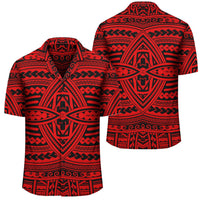 Polynesian Seamless Red Hawaiian Shirt Unisex Black - Polynesian Pride