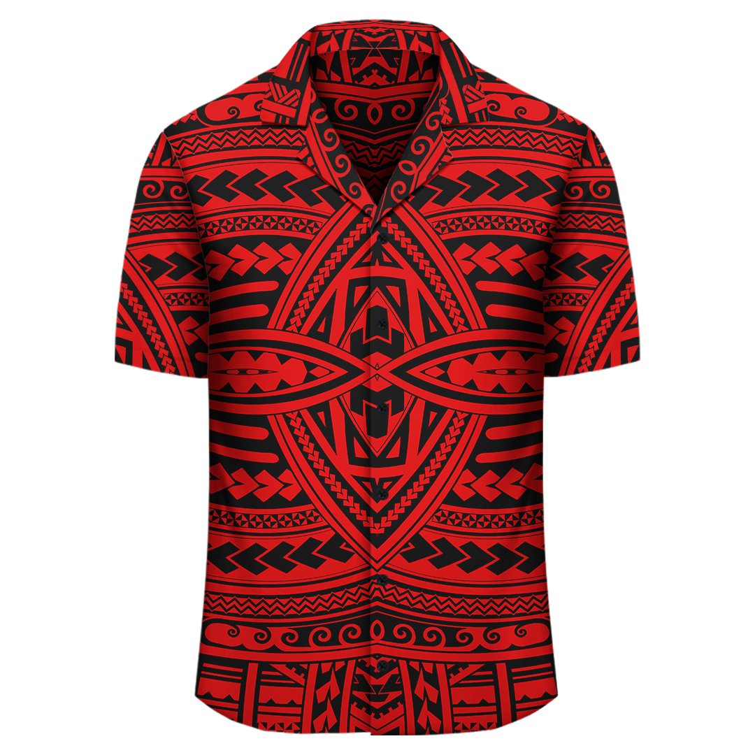 Polynesian Seamless Red Hawaiian Shirt - Polynesian Pride