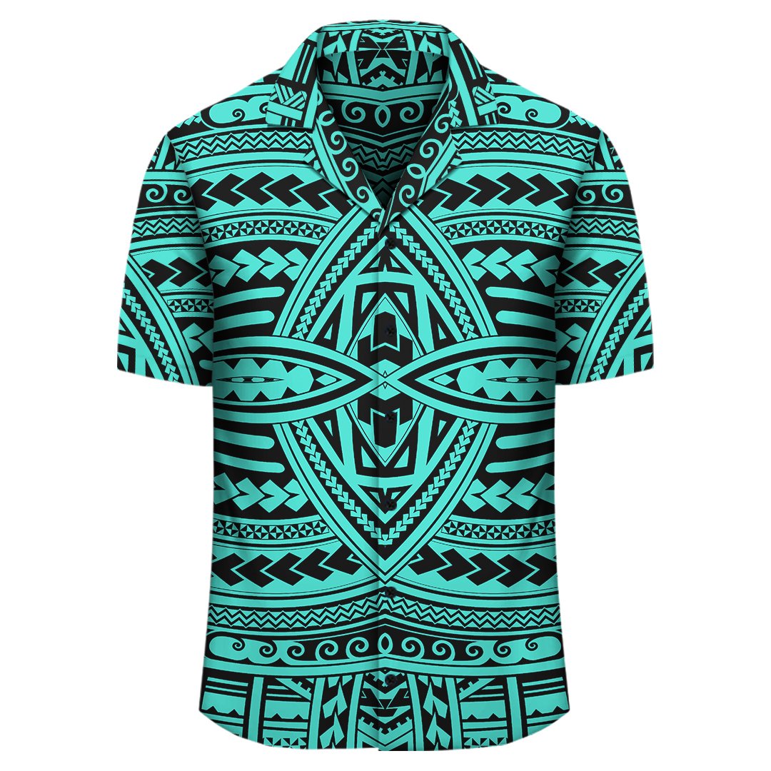 Polynesian Seamless Turquoise Hawaiian Shirt - Polynesian Pride