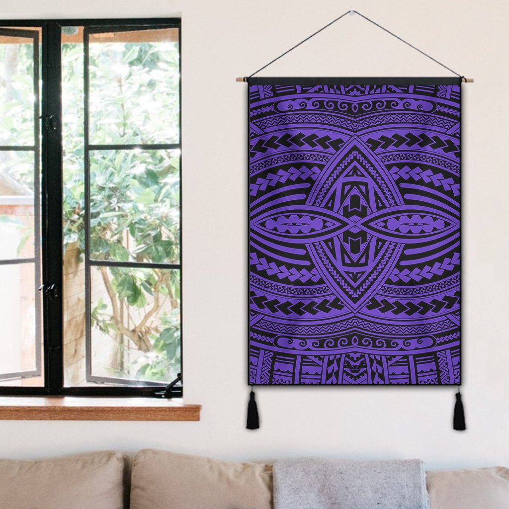 Polynesian Seamless Violet Hanging Poster - AH Hanging Poster 50 x 75 cm Cotton And Linen - Polynesian Pride