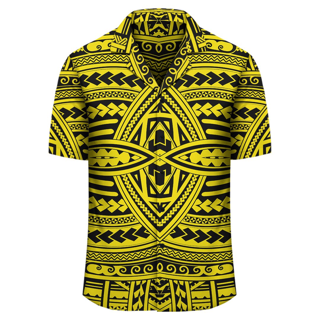 Polynesian Seamless Yellow Hawaiian Shirt - Polynesian Pride